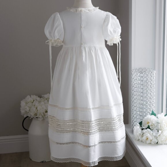 White Heirloom Dress Vintage Ivory Lace Flower Girl Special Occasion Size 7 NWT - Picture 6 of 9